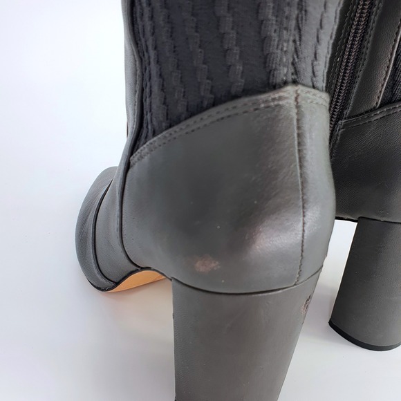 $240 Vince Camuto Majestie Over The Knee Boots Leather Knit Gray 9M Minimalist - Picture 9 of 13